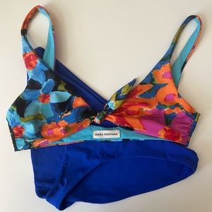 Mara Hoffman bikini: Rio floral top and Zoa solid bottoms